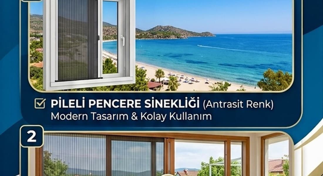 Altınoluk Pileli Sineklik | Kedi Geçirmez Naz Alüminyum